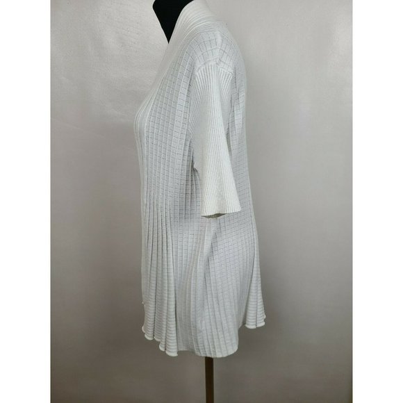 Lane Bryant Womens White Open Front Half Sleeve Pleated Cardigan Plus Size 18/20 - Picture 4 of 9